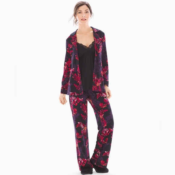 Soma Black Elegant Scroll Cool Nights Soft Surroundings Pajama Set XS/SM - Picture 2 of 7